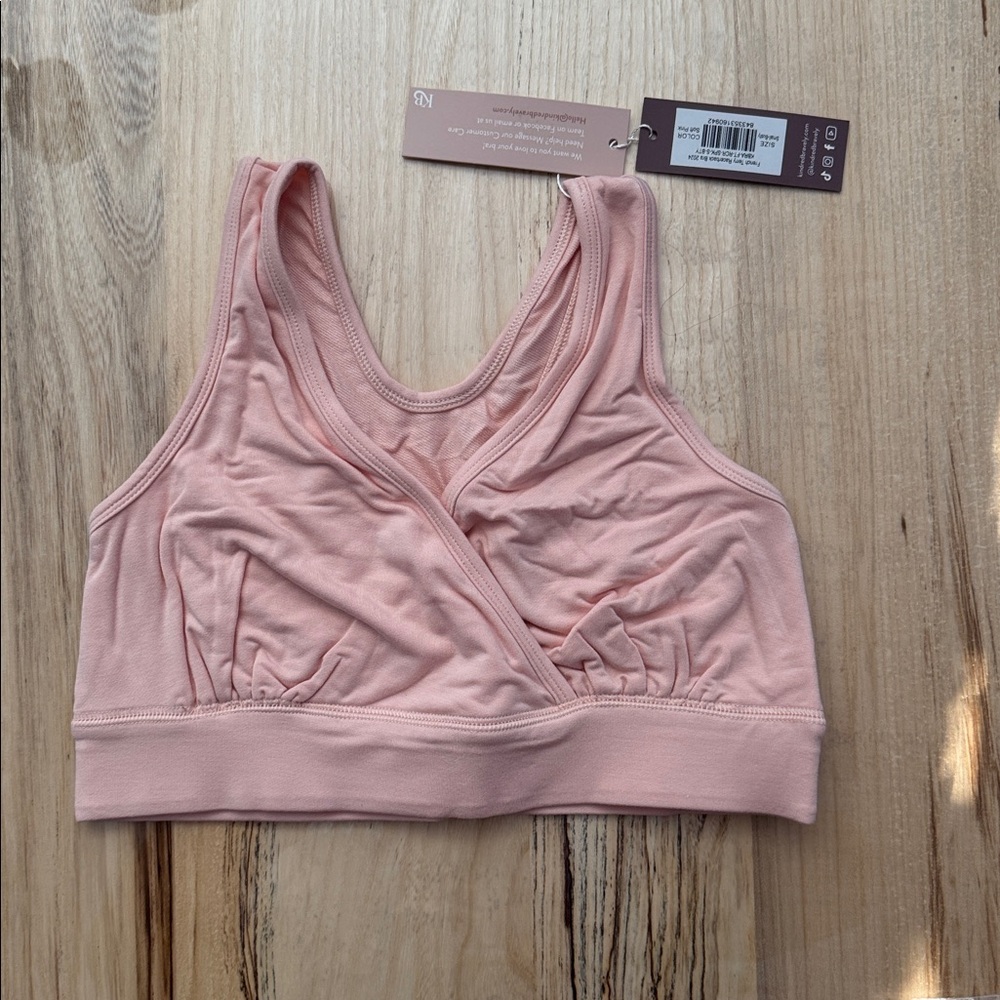 Kindred Bravely French Terry Racerback Nursing Sleep Bra Soft Pink Small Busty S